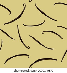 Vanilla Pods Seamless Pattern, Culinary Repeat Pattern