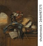 Vanitas Still Life (1665) by Cornelis Brise. Beautiful old still life painting, vintage artwork. Beautiful antique oil painting with still life, vintage artwork.
