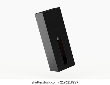 Vape Cartridge Inside The Box Mockup Isolated On White Background. 3d Illustation