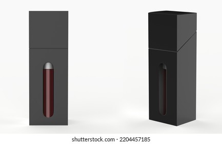 Vape Cartridge Inside The Box Mockup Isolated On White Background. 3d Illustration