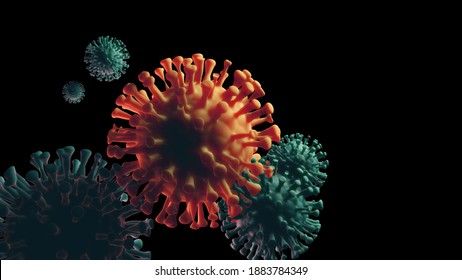 Variant Coronavirus 3d Rendering Illustration New Mutant