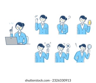 Variation set of female operator's facial expressions - Powered by Shutterstock