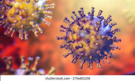 Varicella zoster or chickenpox virus, 3D illustration. A herpes virus which cause chickenpox and shingles