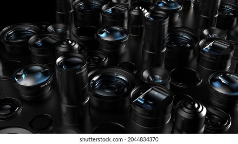 variety of lenses for cameras and phones 3d render - Powered by Shutterstock