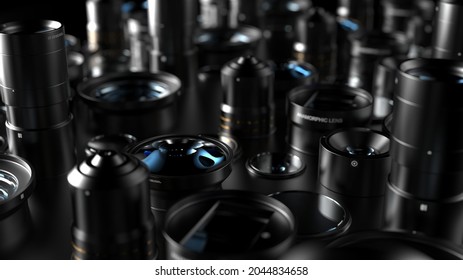 variety of lenses for cameras and phones 3d render - Powered by Shutterstock