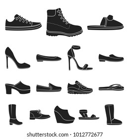 Variety Shoes Black Icons Set Collection Stock Illustration 1012772677 ...