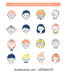 Various Child Face Icon Set