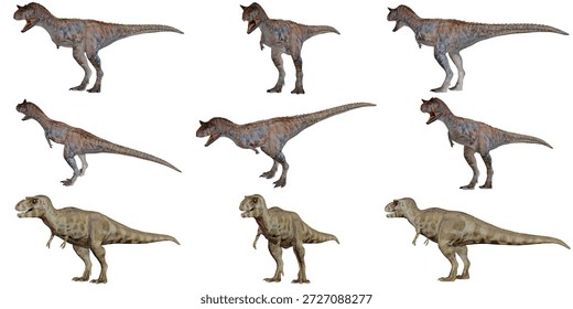 Various dinosaur models displayed in different poses.