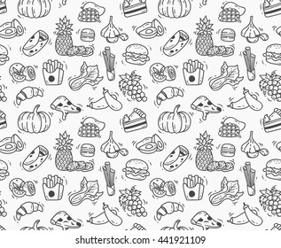 Various Food Doodle Background Stock Illustration 441921109 