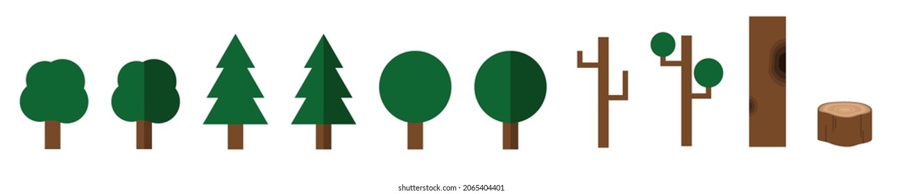 Various Kinds Simple Trees Stock Illustration 2065404401 | Shutterstock