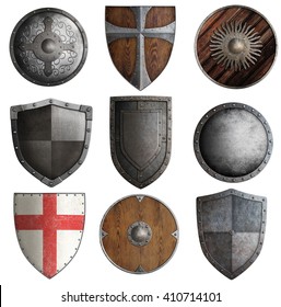 Various Knight Shields Set Isolated 3d Stock Illustration 410714101 ...