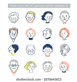 Various Senior Face Icon Sets