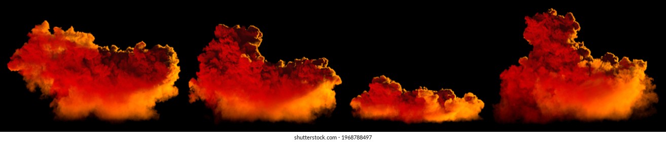various sundown huge clouds isolated - cg nature 3D illustration