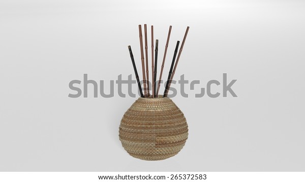 Vase Bamboo Sticks Isolated On White Stock Illustration 265372583