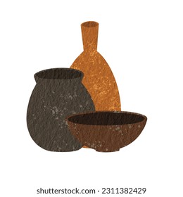 Vase, jar and bowl watercolor illustration for decoration on pottery, hand craft and tableware concept. - Powered by Shutterstock