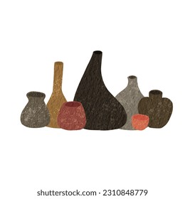 Vase, jar and cup watercolor illustration for decoration on pottery, hand craft and tableware concept. - Powered by Shutterstock