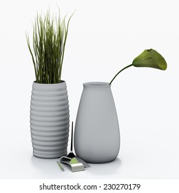 vases and pencil