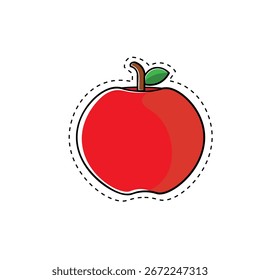 Vector Apple and Half-Eaten Apple Set