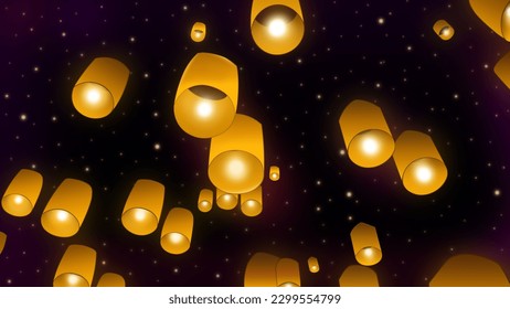 Vector art, Lantern vector art, sky artwork, lights art, illustration, vector illustration - Powered by Shutterstock