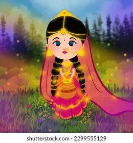 Vector art of Radha, digital art, Krishna vector, illustration, painting, illustration art, Radha Krishna artwork, Radha Krishna illustration, Hindu gods and goddess - Powered by Shutterstock