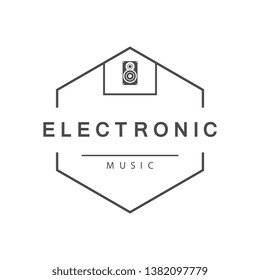 Vector badge of electronic music. Logotype for printing, t-shirts, festival and parties.