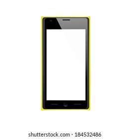 Vector black, yellow modern phone on white background