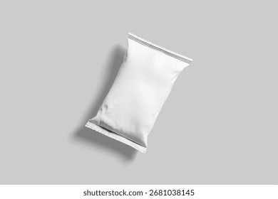 Vector blank white plastic and silver metallic foil bag for packaging design. Mockup template for food snack, chips, cookies, peanuts, candy. Realistic illustration Isolated on white background