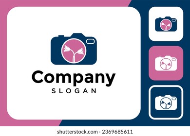 vector camera logo with flowers