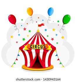 Vector Carnival tent. Classical Circus tent.