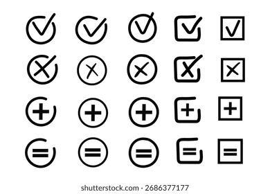 Vector Checkbox and Cross Icon Set