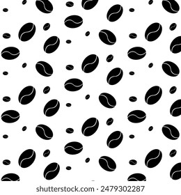 vector coffee beans seamless pattern illustration black and white background - Powered by Shutterstock