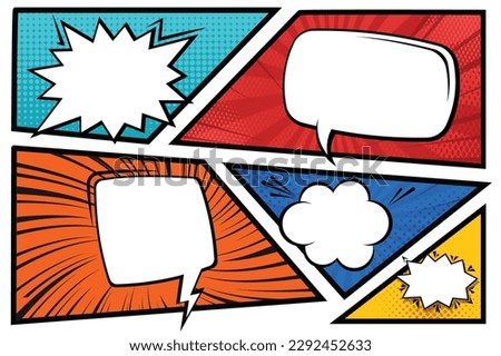 Vector colorful comic book background with speech bubbles