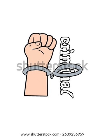 Vector criminal hands in handcuffs