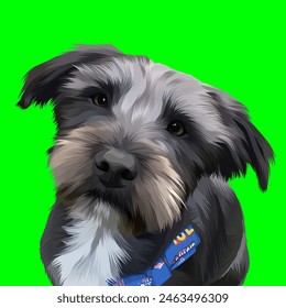 vector cute posing dog with a necklace