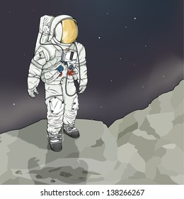 Vector Drawing astronaut/ Astronaut/