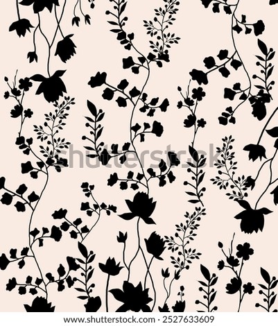 Vector floral botanical pattern black