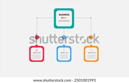Vector flowchart infographic design with modern design layout. Business concept with 3 options, parts, steps or processes.