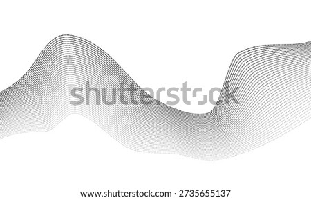 Vector flowing featuring black dot wave pattern on white background keywords: abstract, wave,...