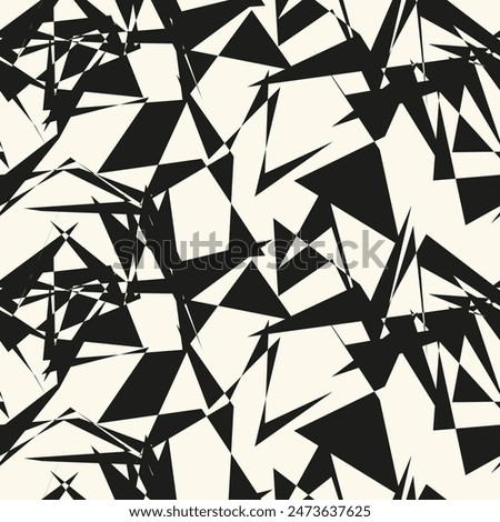 Vector geometric pattern of random zigzag shapes. Rough sharp texture. Abstract monochrome background, abstract texture