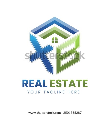 Vector gradient XB real estate logo design illsutration