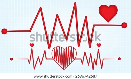 Vector Graph Red Heart Beat illustration
