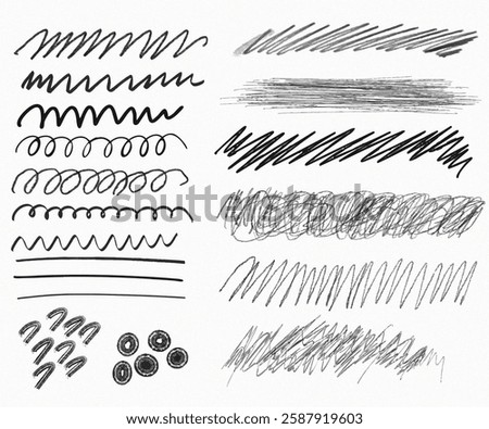 vector hand drawn messy scribble set
