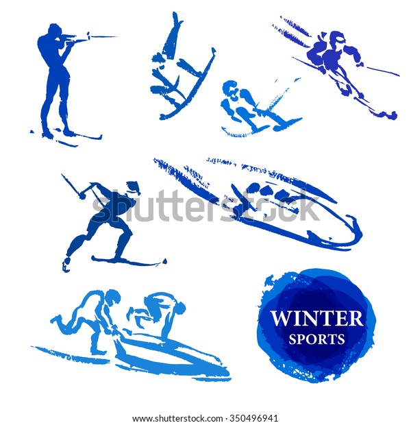 Vector Hand Drawn Sportsmen Sketch Set Stock Illustration 350496941 ...