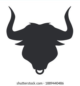 Vector Icon bull silhouette. Stock image bullhead sign symbol