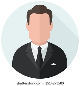 Vector Icon Cartoon Character Businessman Avatar. Image Avatar Man In Black Suit. Illustration Human Businessman Avatar Clipart