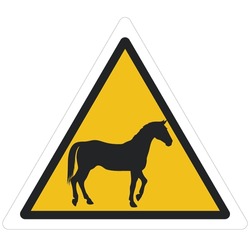 Vector Icon Caution Horse Road Sign. Stock Illustration Horse Symbol Clipart