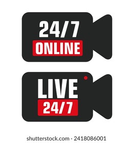 vector icon live video stream broadcast. Stock illustration online live video streaming clipart logo