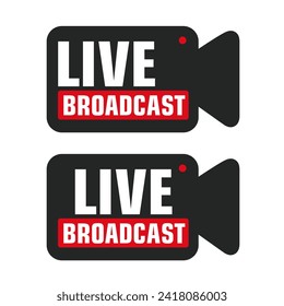 vector icon live video stream broadcast. Stock illustration online live video streaming clipart logo