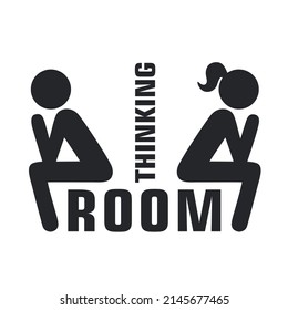 Vector Icon Man And Woman WC Sign. Stock Illustration Thinking Room Human Toilet Symbol Clipart