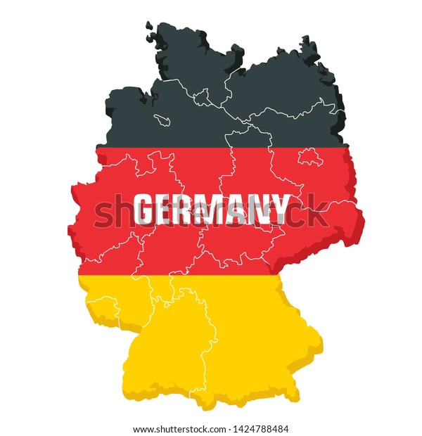 国旗の下にテクスチャーのあるドイツの領土のベクター画像アイコン地図